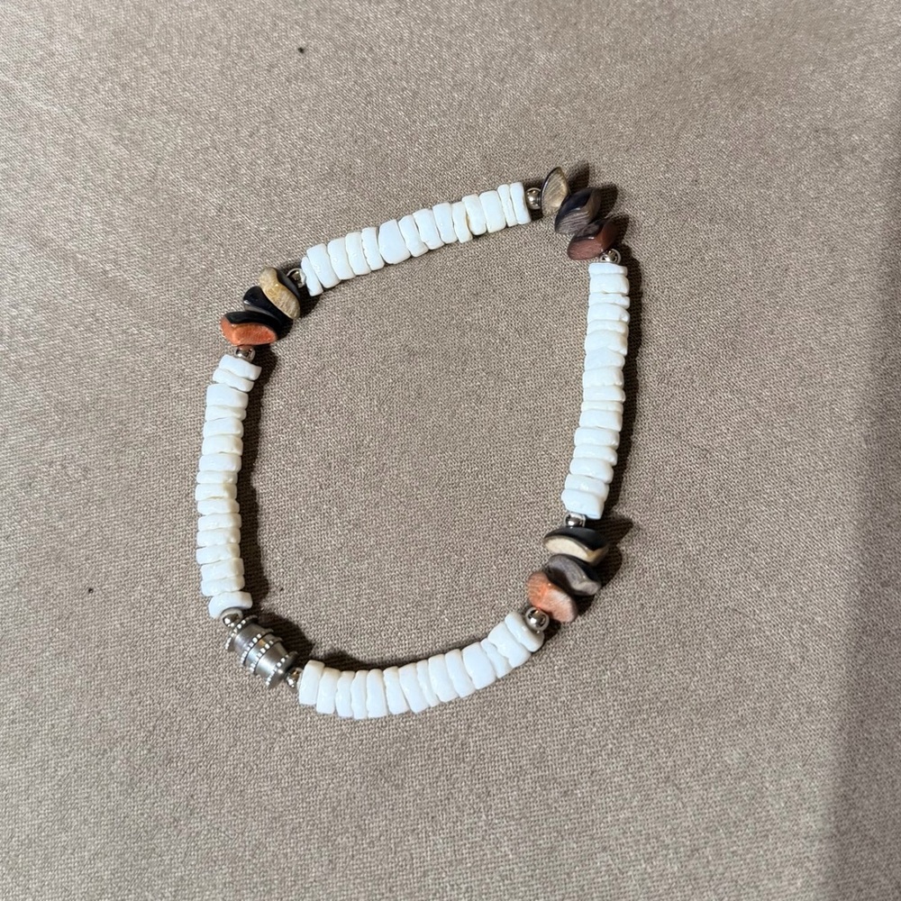 Elegant White and Brown Beaded Bracelet